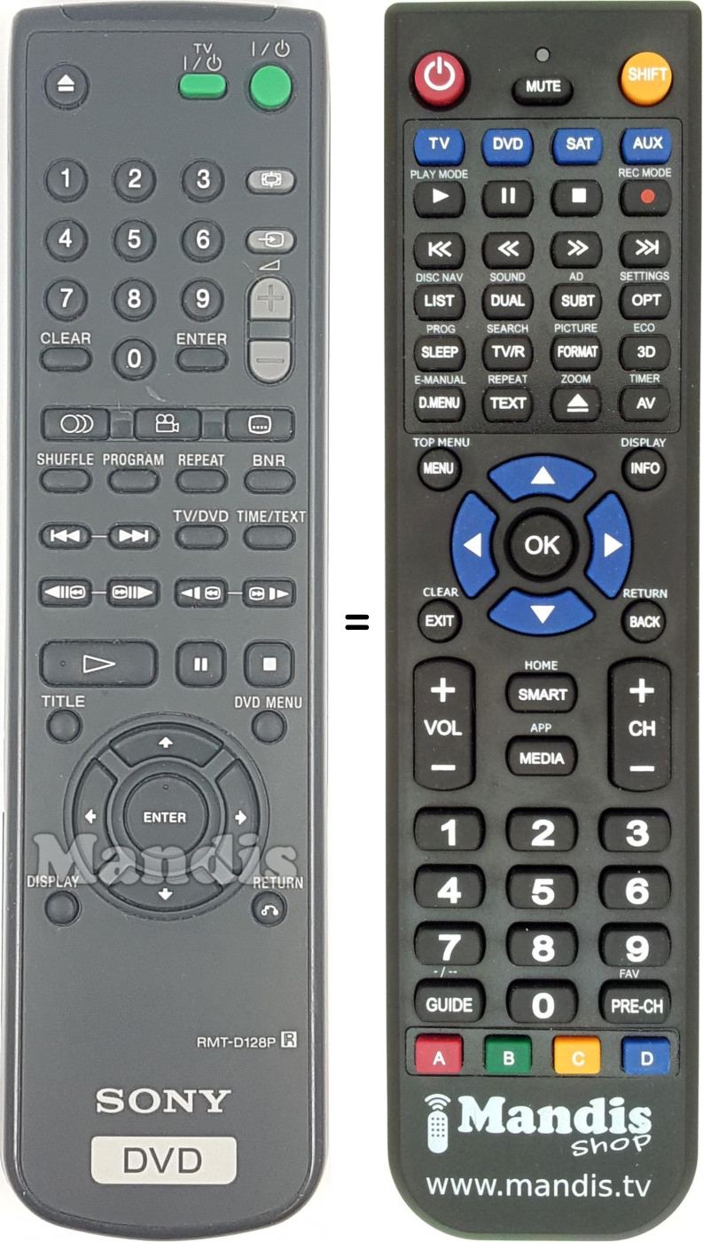 Télécommande équivalente RMT-D 128 P