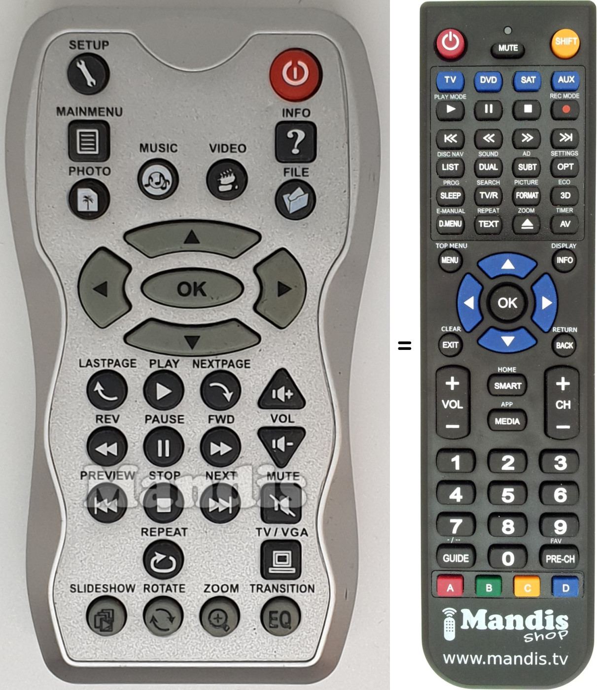Télécommande équivalente REMCON1557