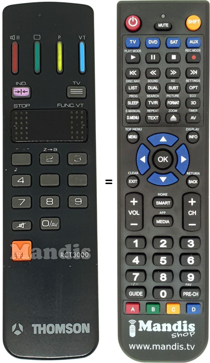 Télécommande équivalente RCT 3000