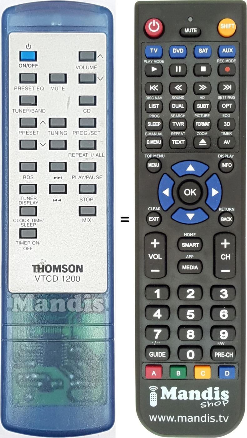 Télécommande équivalente VTCD1200