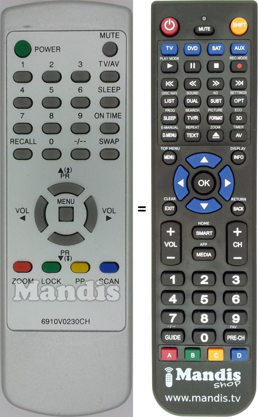 Télécommande équivalente 6910V0230CH