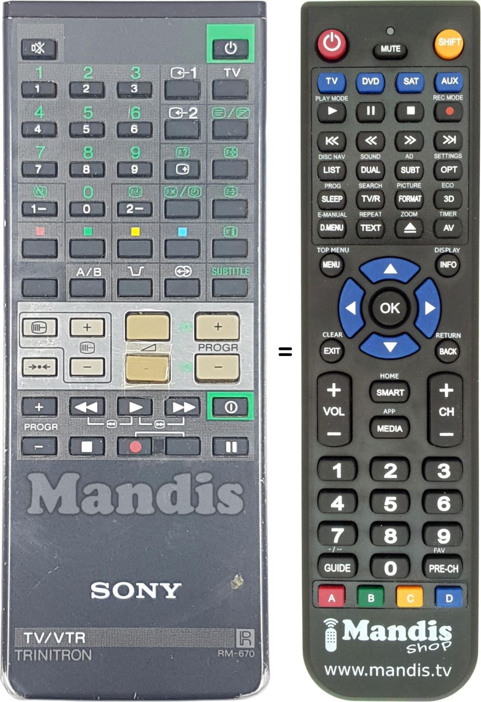 Télécommande équivalente Sony RM-670