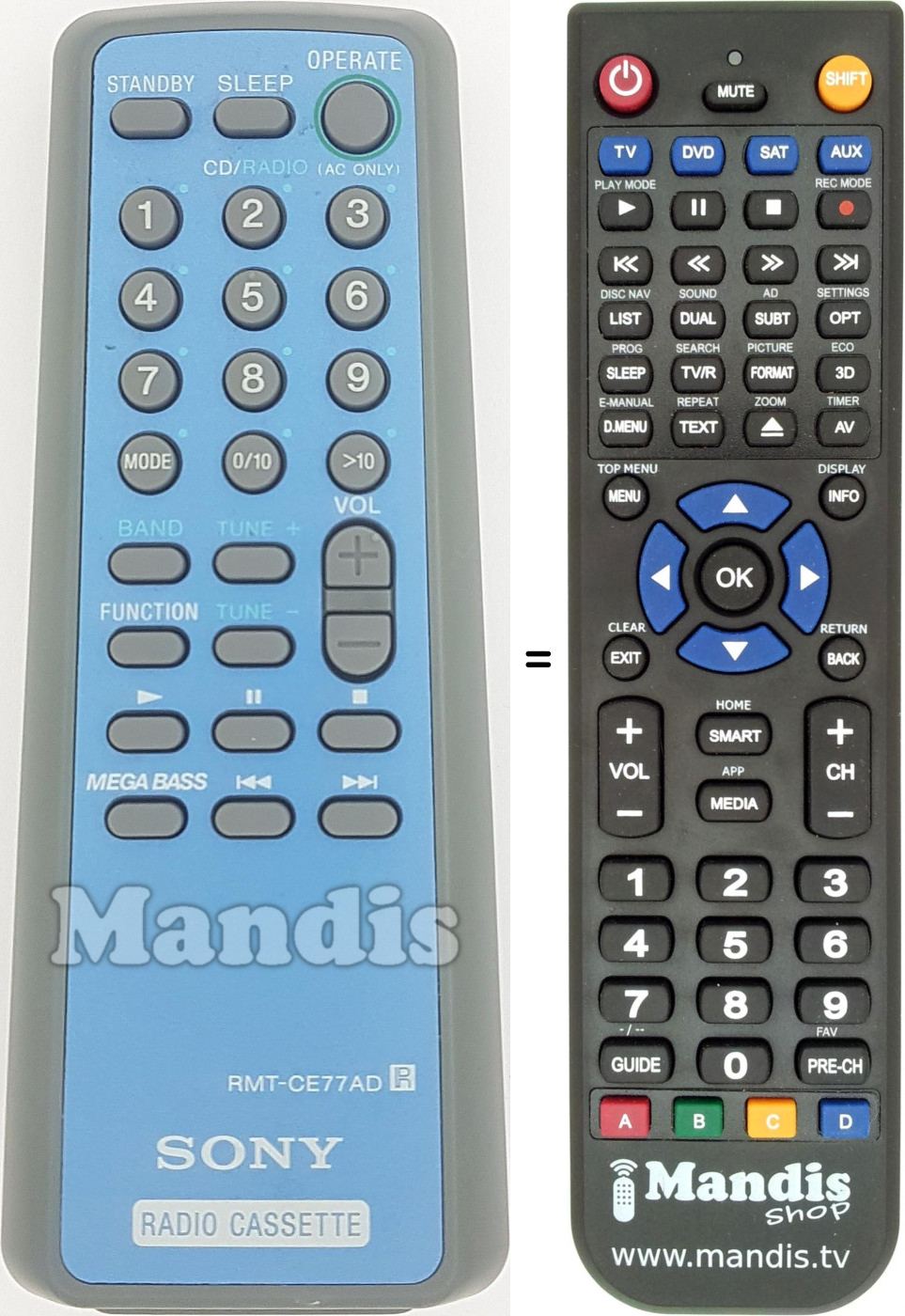 Télécommande équivalente RMT-CE77AD