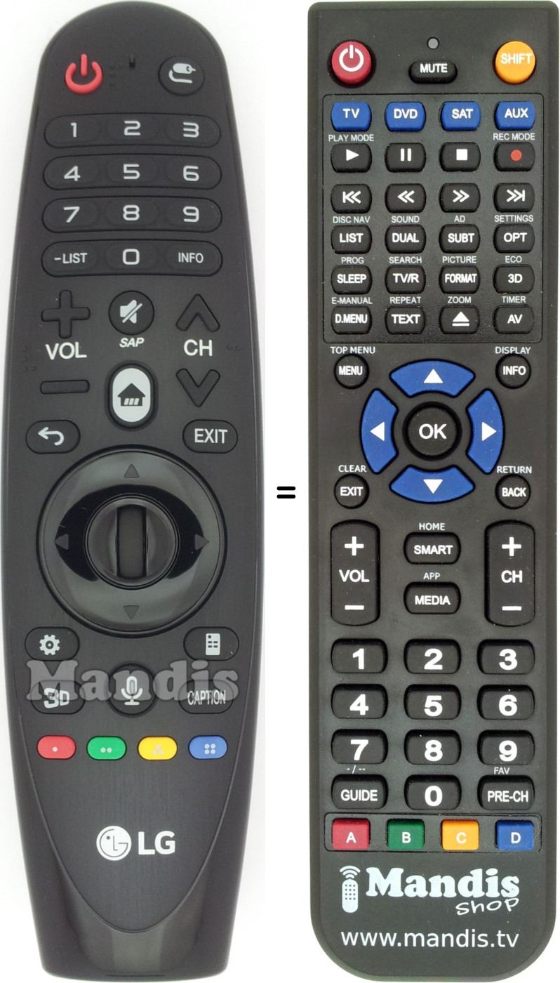 Télécommande équivalente LG AKB74495302