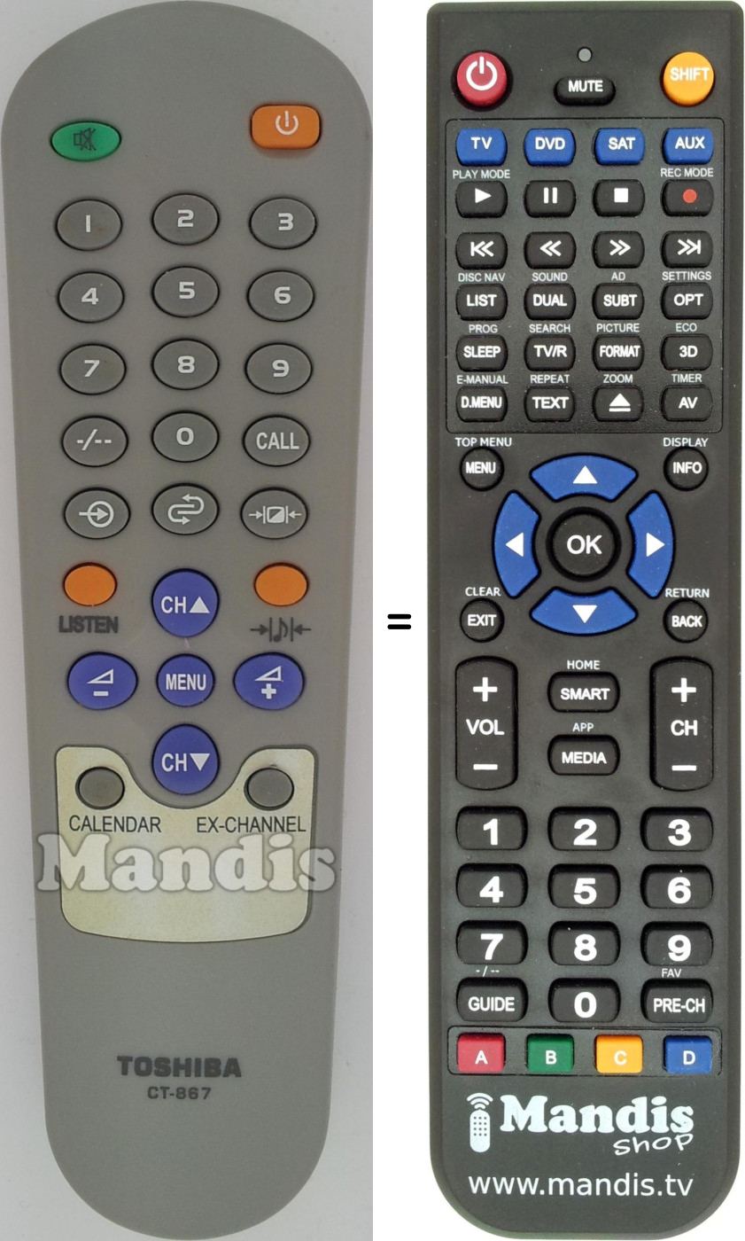 Télécommande équivalente CT-867