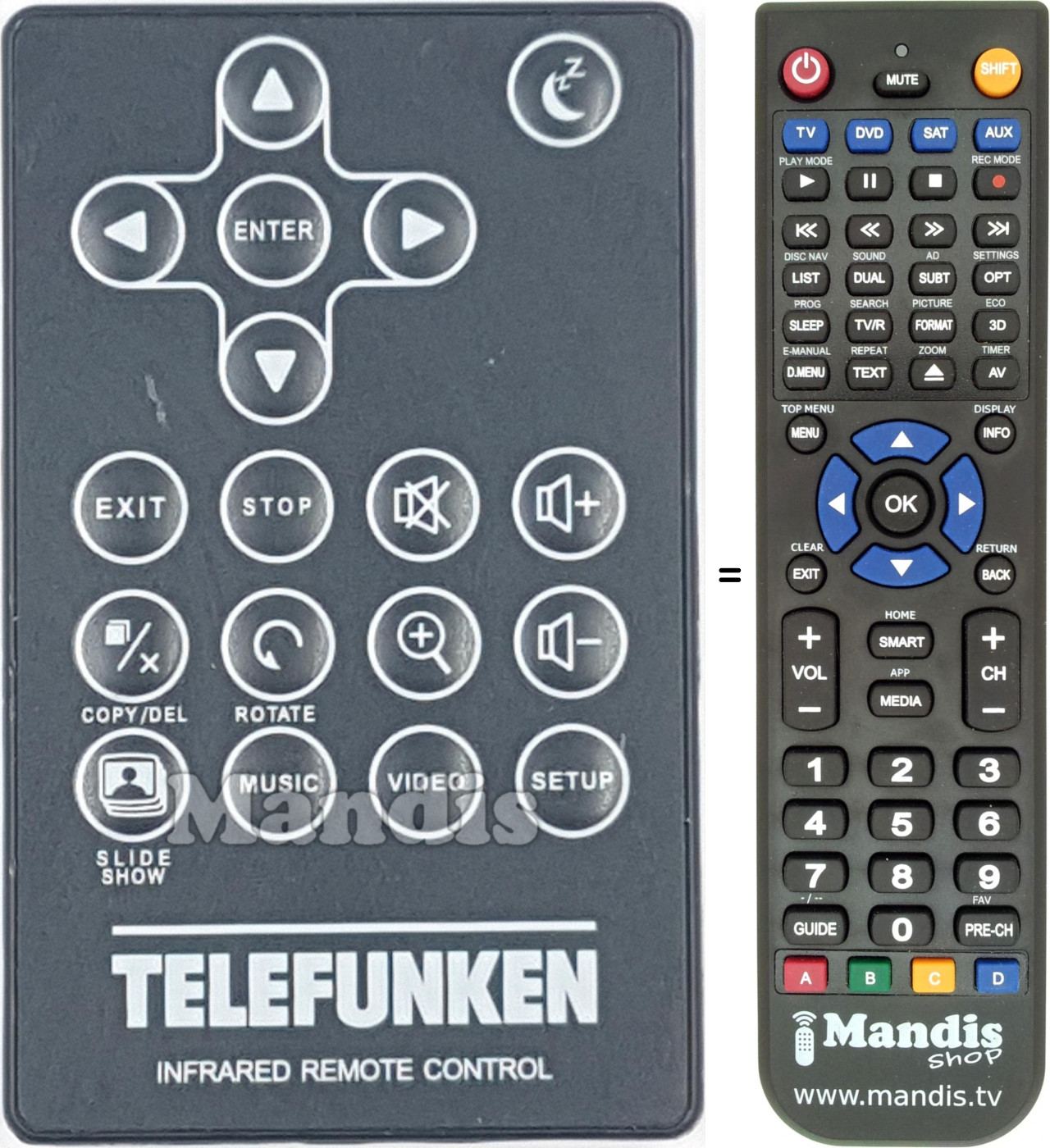 Télécommande équivalente Telefunken DPF10333