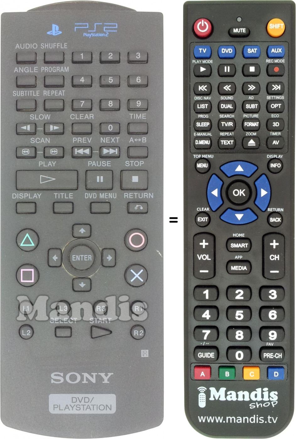Télécommande équivalente PS2