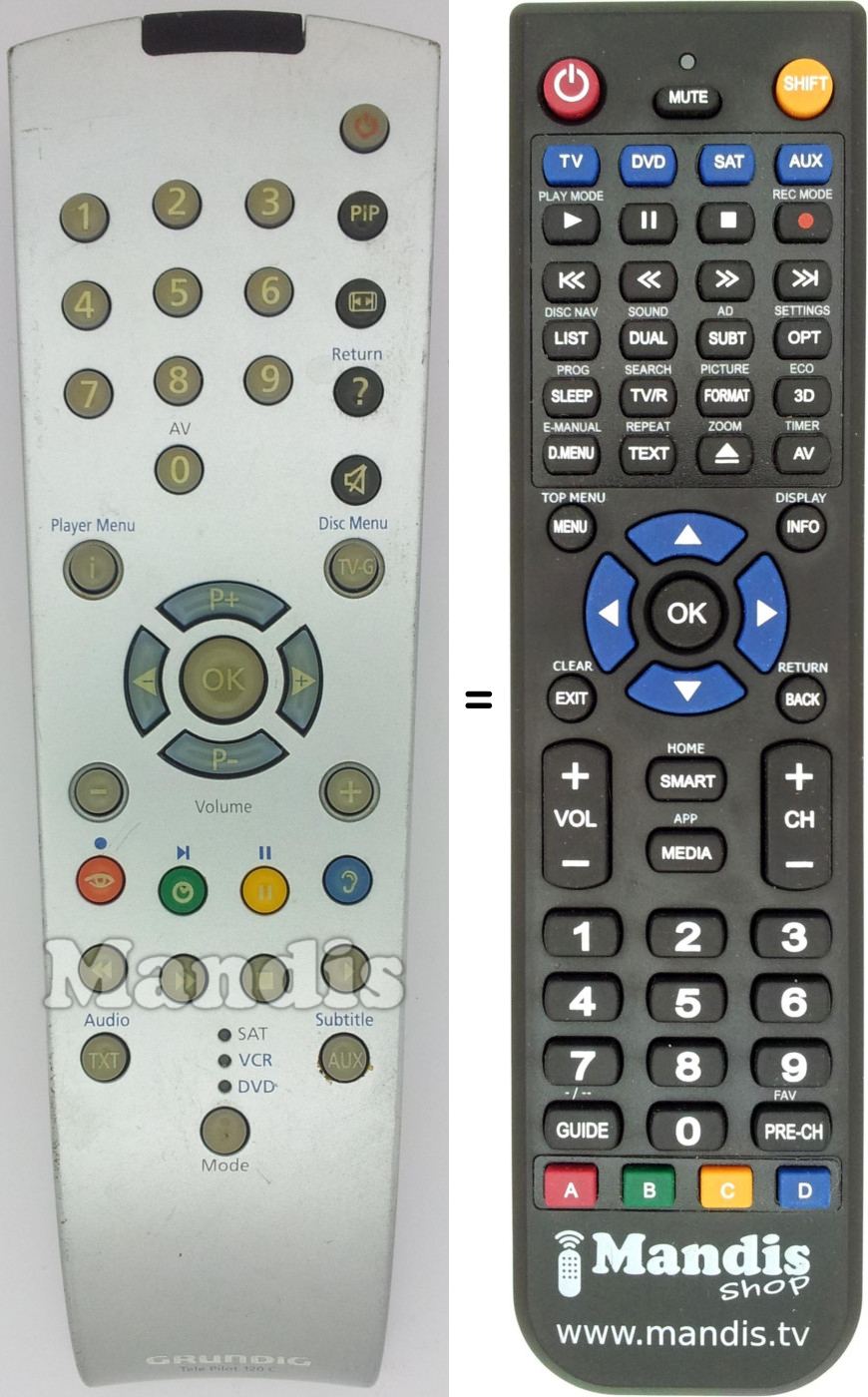 Télécommande équivalente TP 120 C