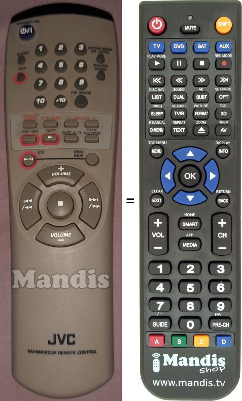 Télécommande équivalente JVC RM-SMXK50R