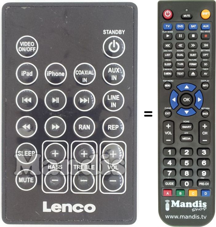Télécommande équivalente Lenco003