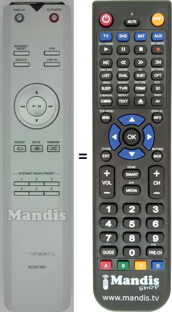 Télécommande équivalente RC001MS