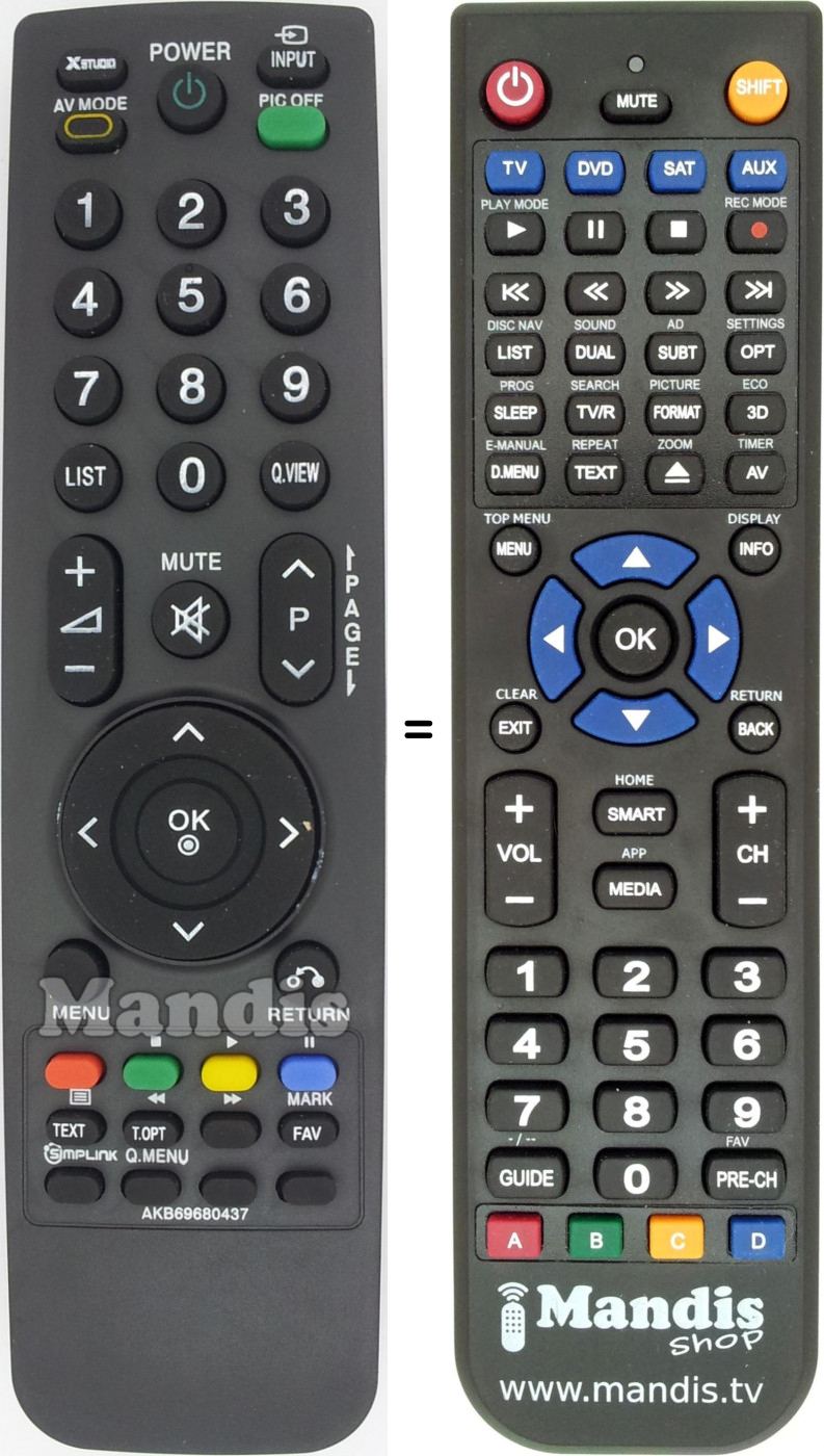 Télécommande équivalente AKB69680437