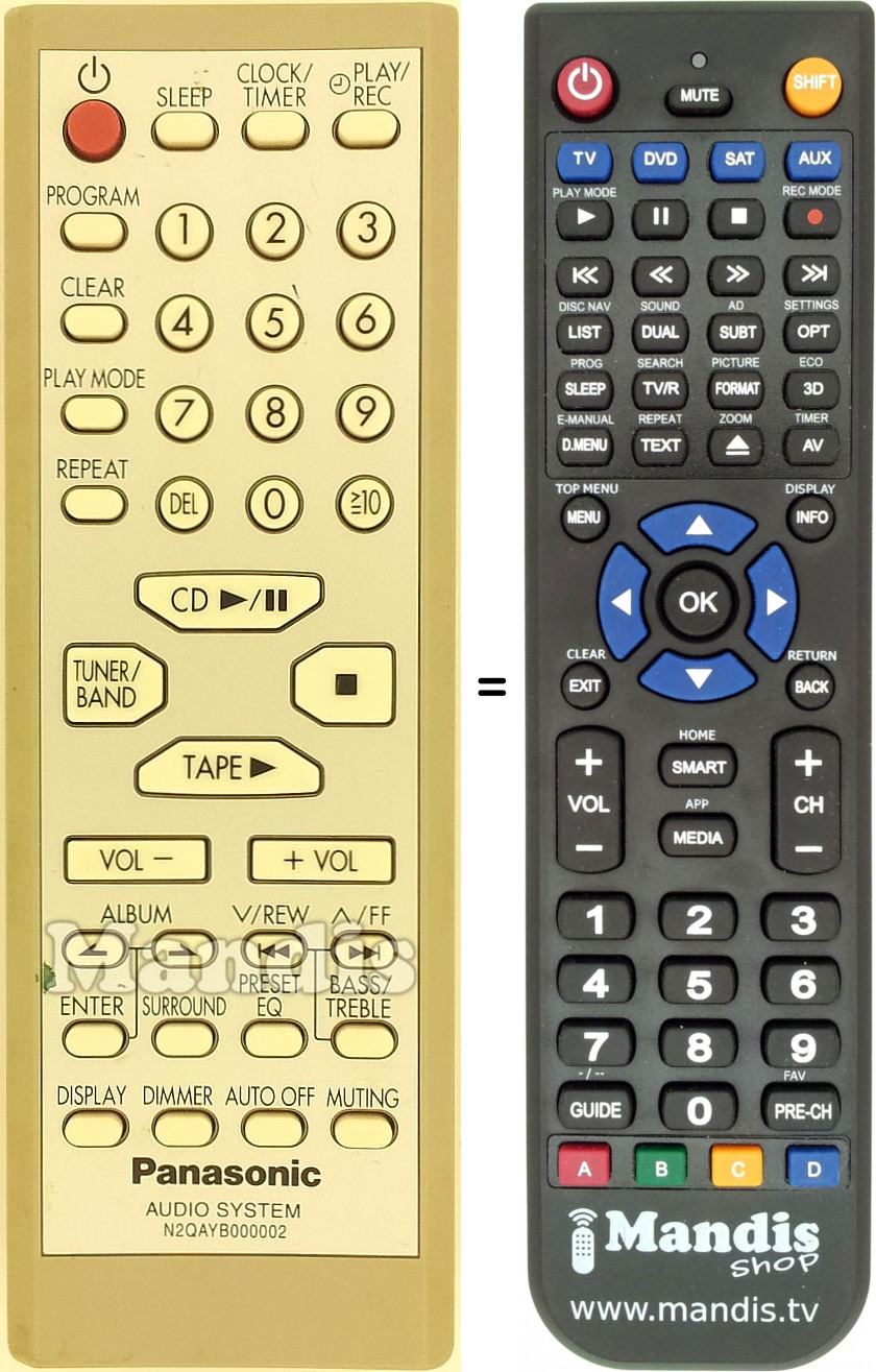 Télécommande équivalente N2QAYB000002
