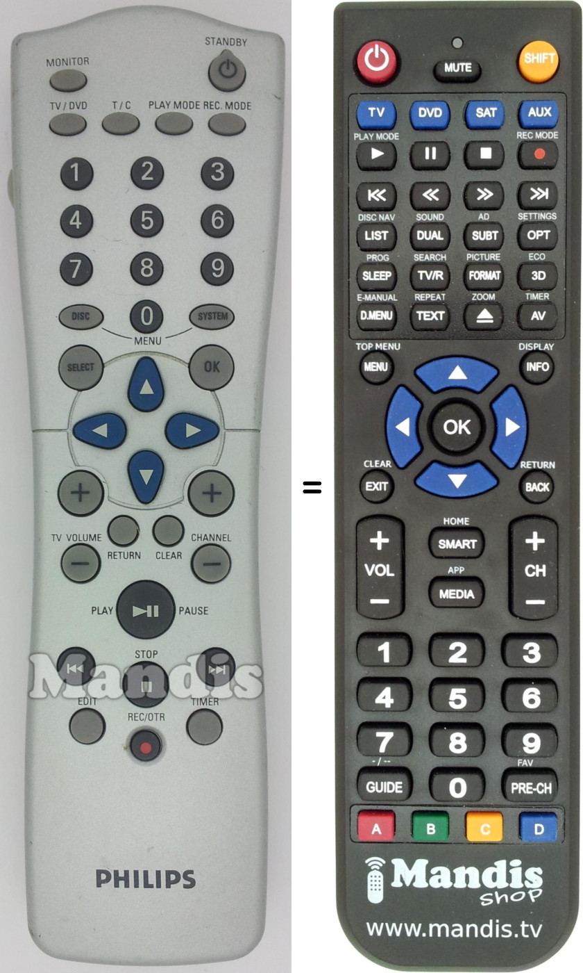 Télécommande équivalente Philips RC25110-01
