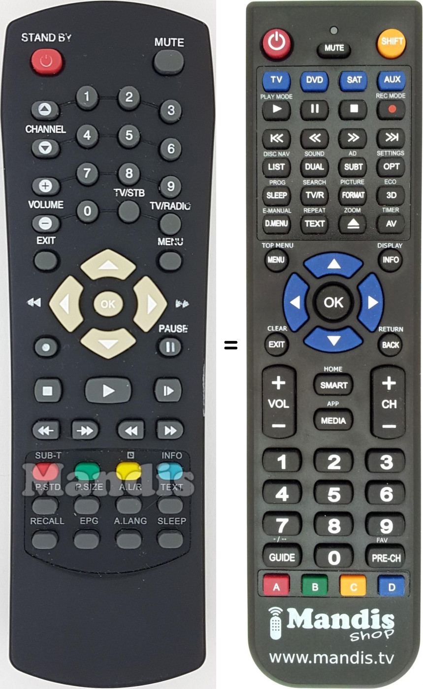 Télécommande équivalente REMCON1627