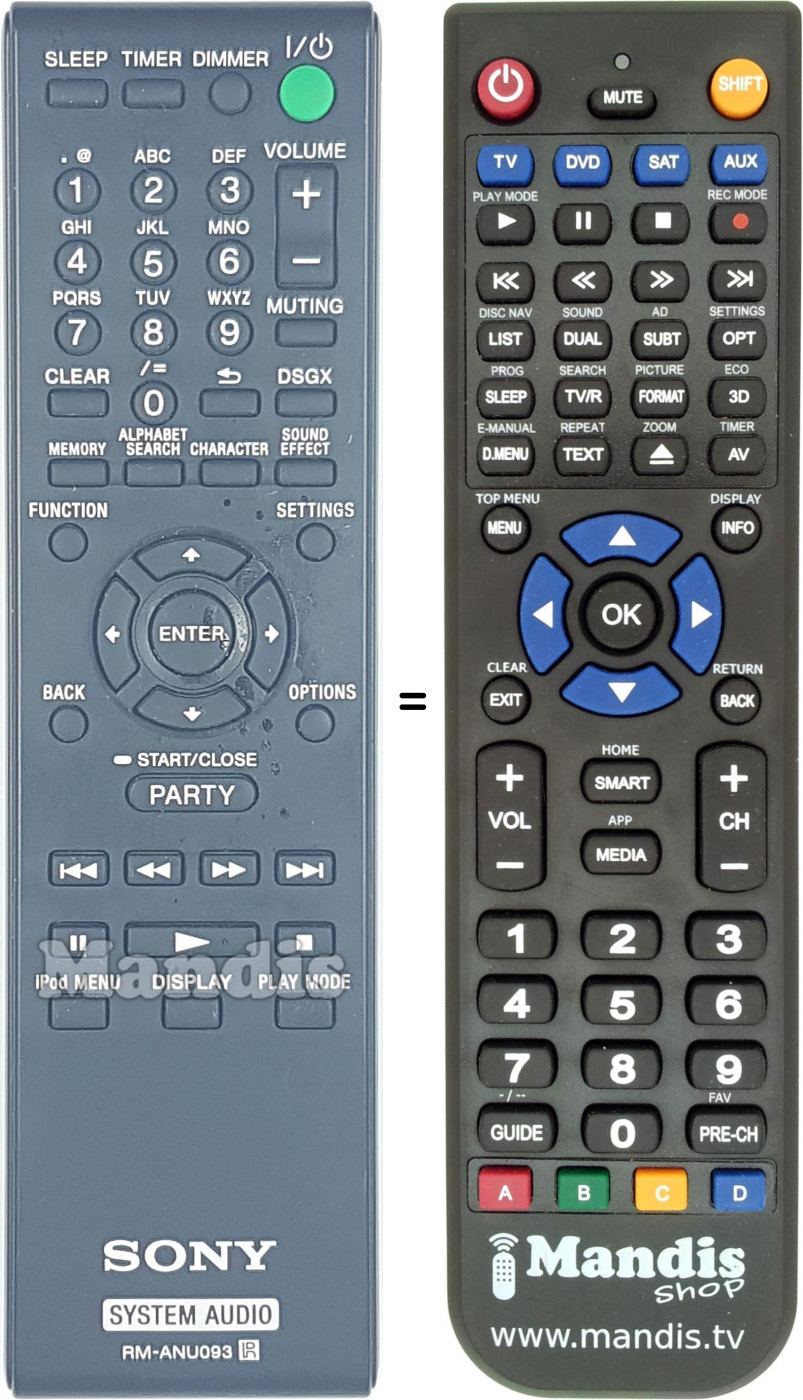 Télécommande équivalente RM-ANU093