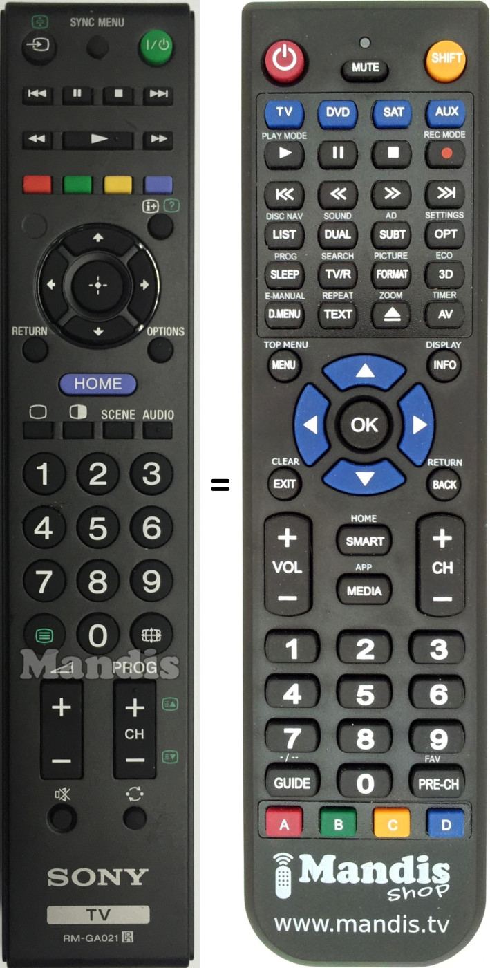 Télécommande équivalente RM-GA021