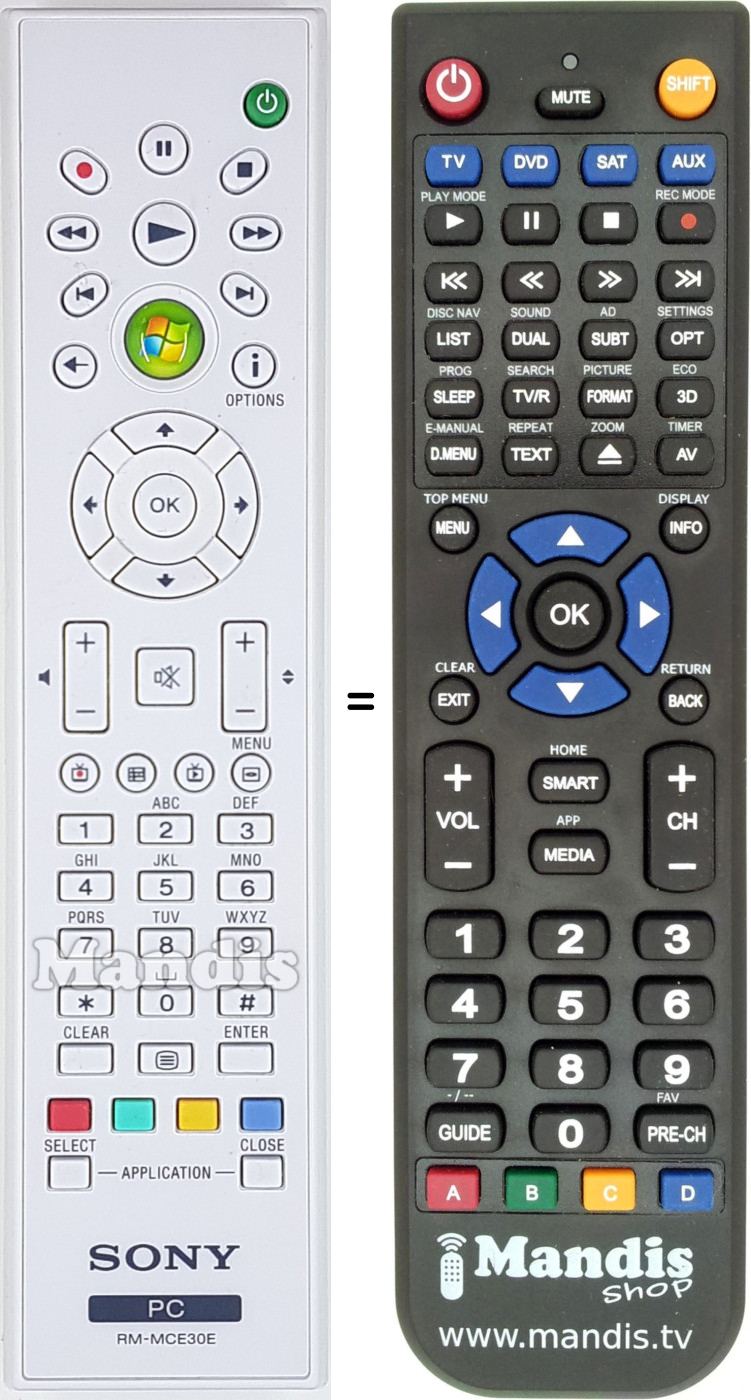 Télécommande équivalente RM-MCE30E