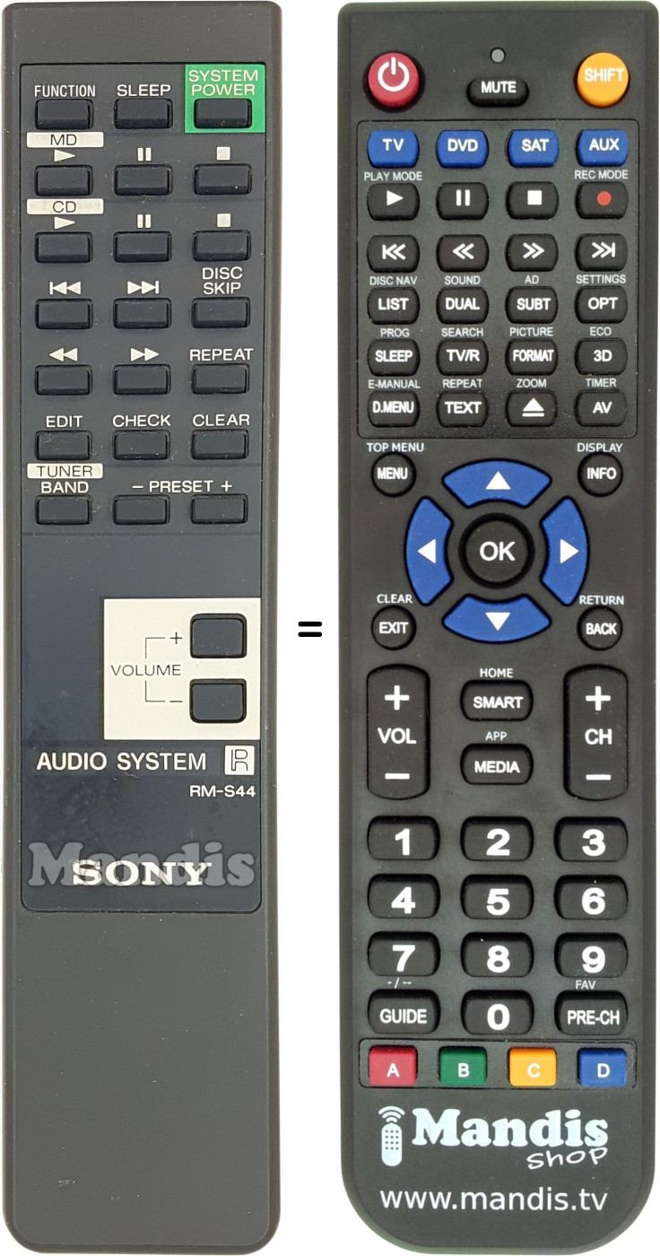 Télécommande équivalente RM-S44