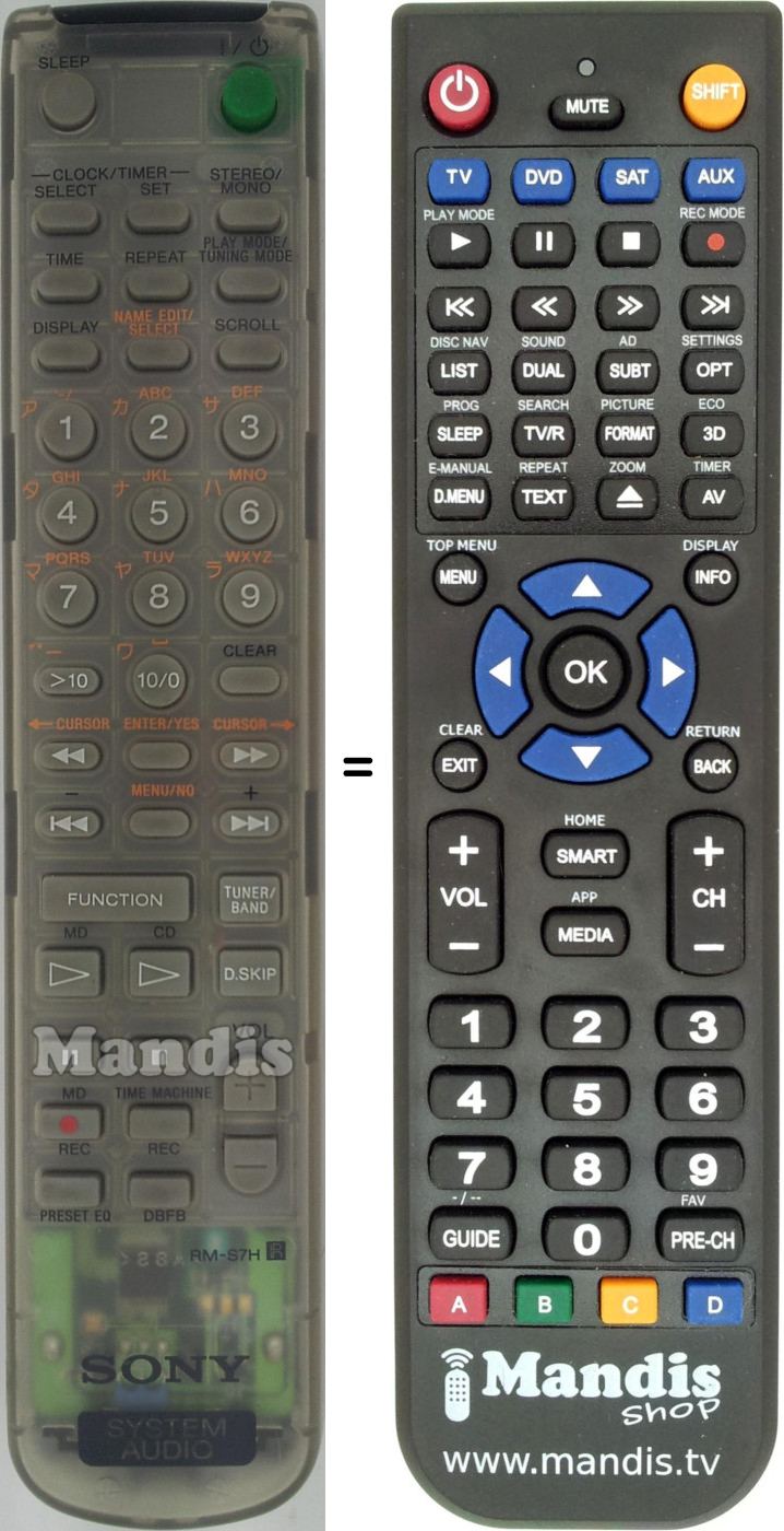 Télécommande équivalente RM-S7H