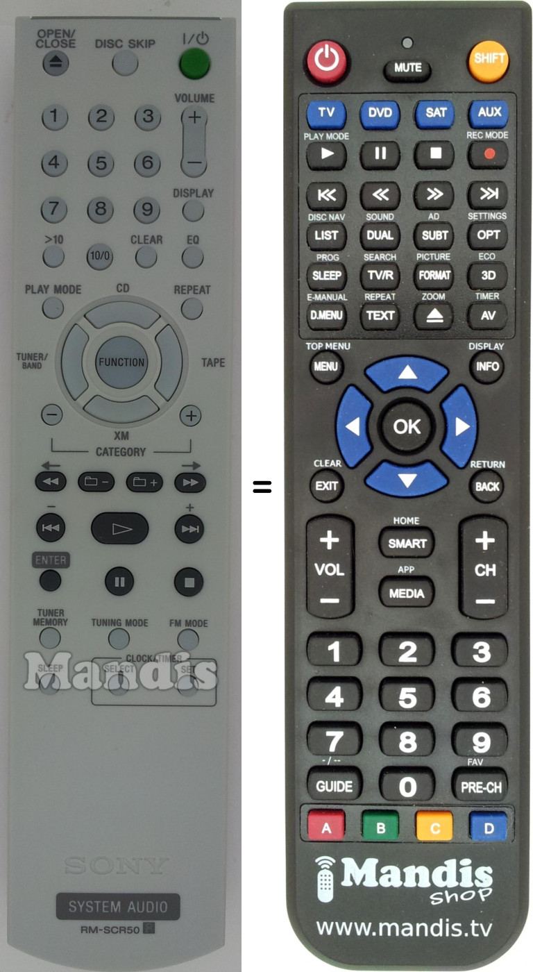 Télécommande équivalente RM-SCR50