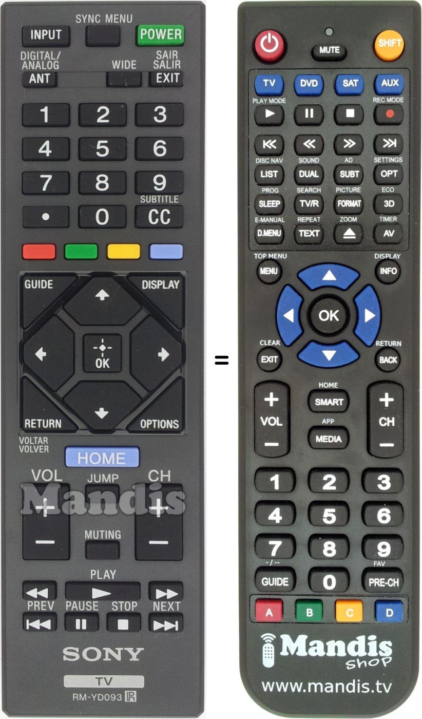 Télécommande équivalente RMYD093