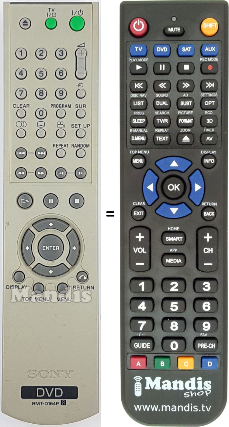 Télécommande équivalente RMT-D164P