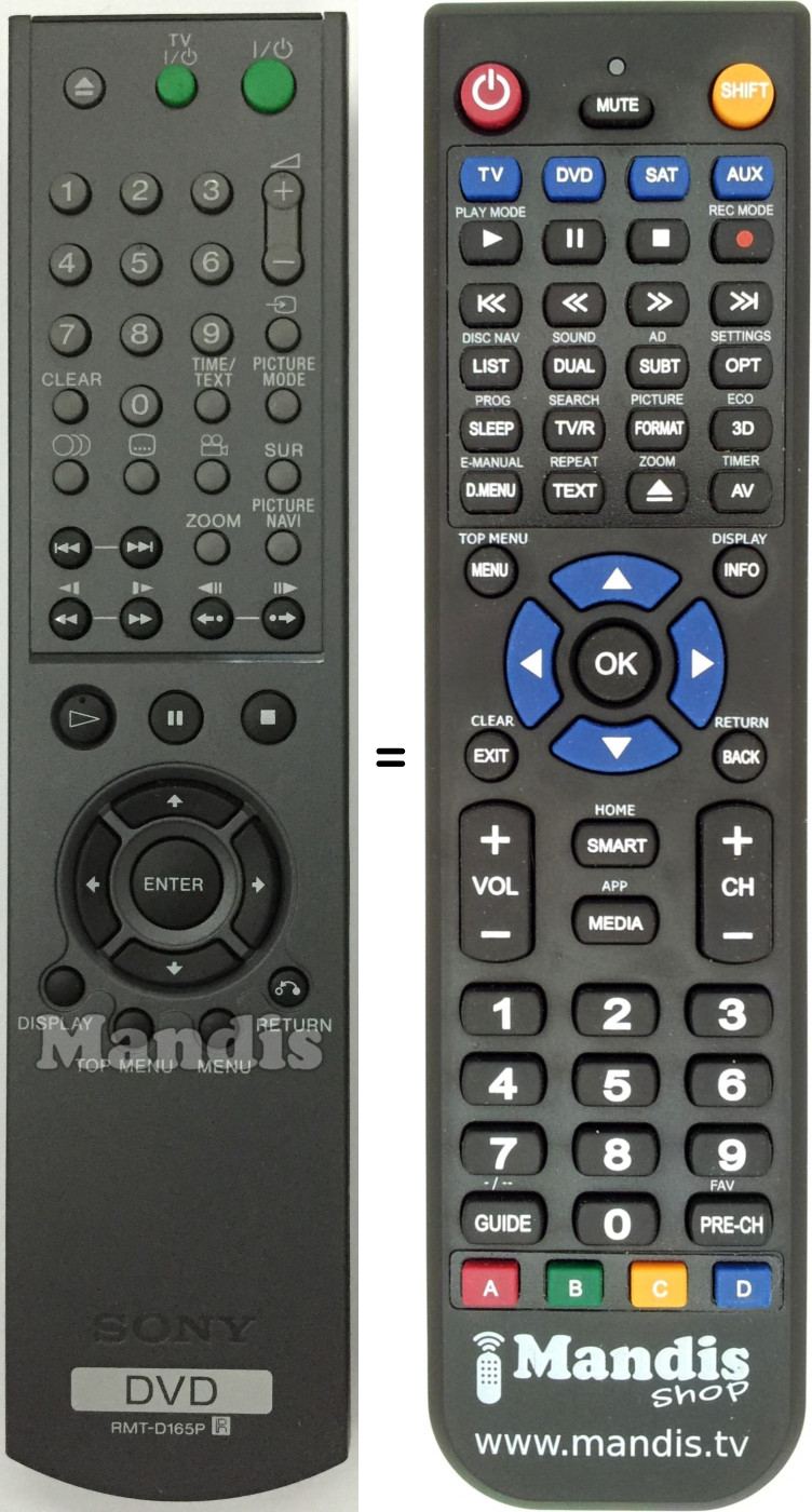 Télécommande équivalente RMTD165P