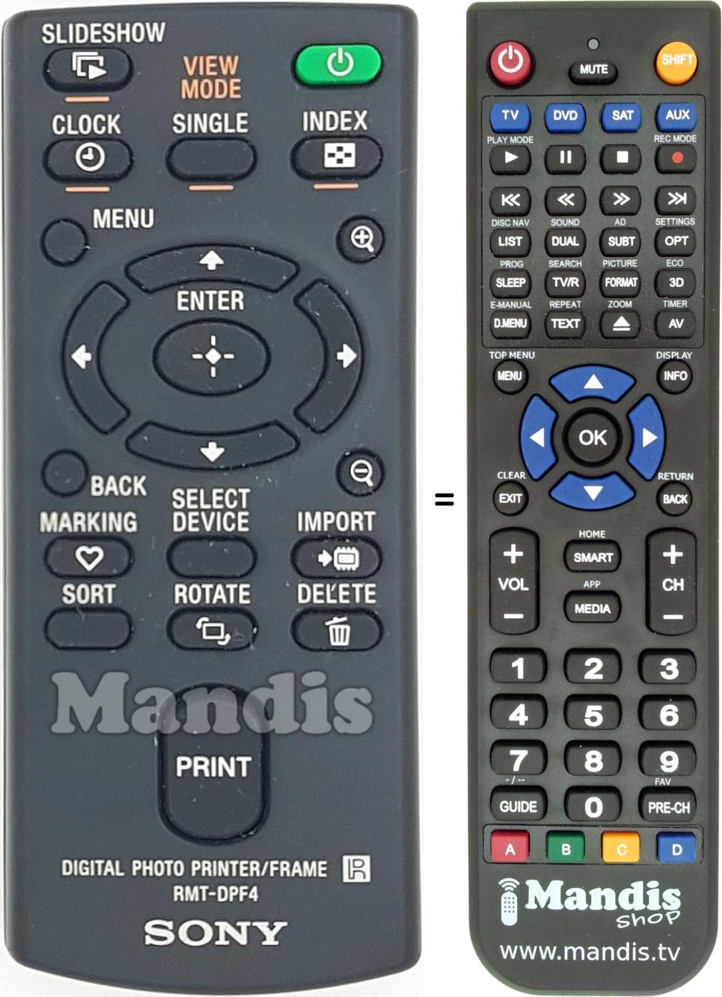Télécommande équivalente RMT-DPF4