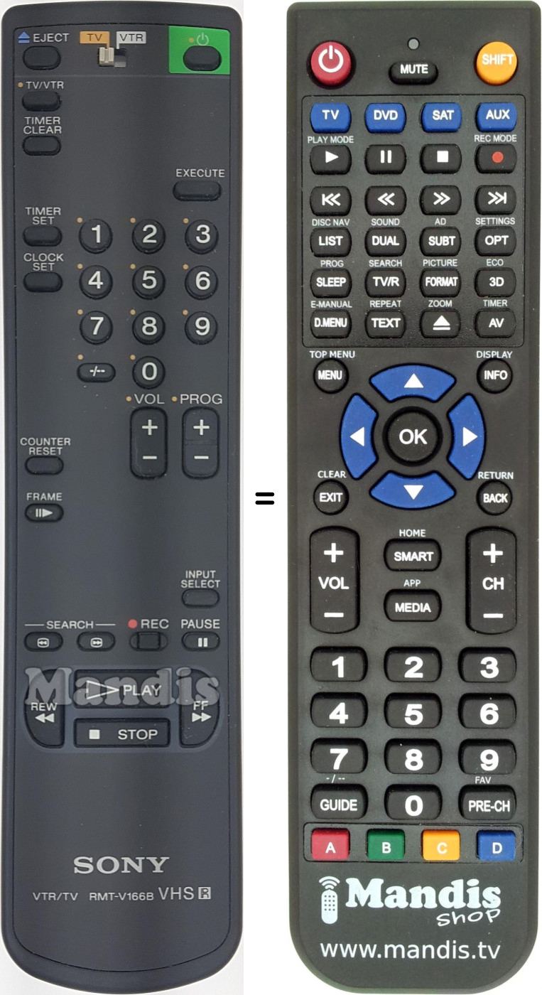 Télécommande équivalente RMT-V166B