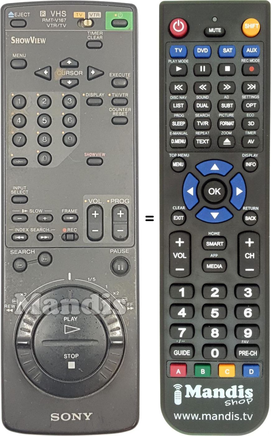 Télécommande équivalente Sony RMT-V167