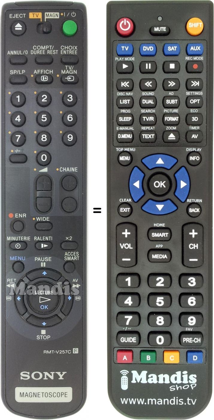Télécommande équivalente RMT-V257C