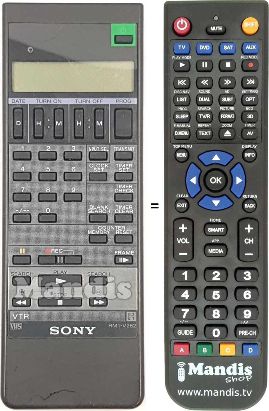 Télécommande équivalente RMT-V262