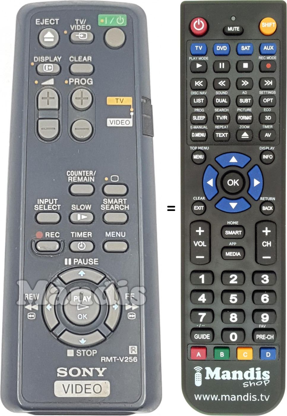 Télécommande équivalente RMT V256