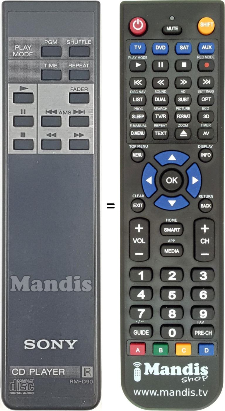 Télécommande équivalente RM D90