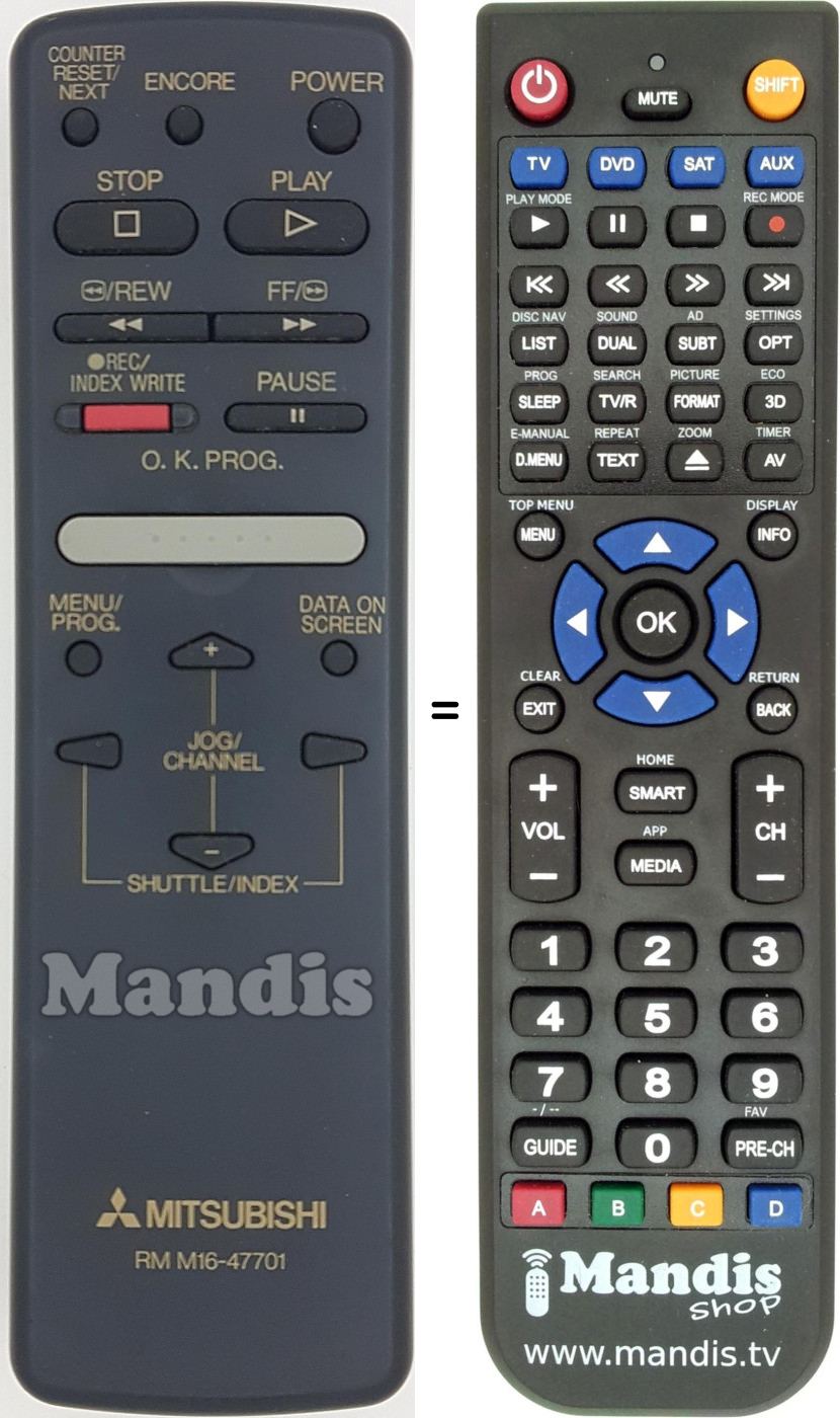 Télécommande équivalente RM M16-47701