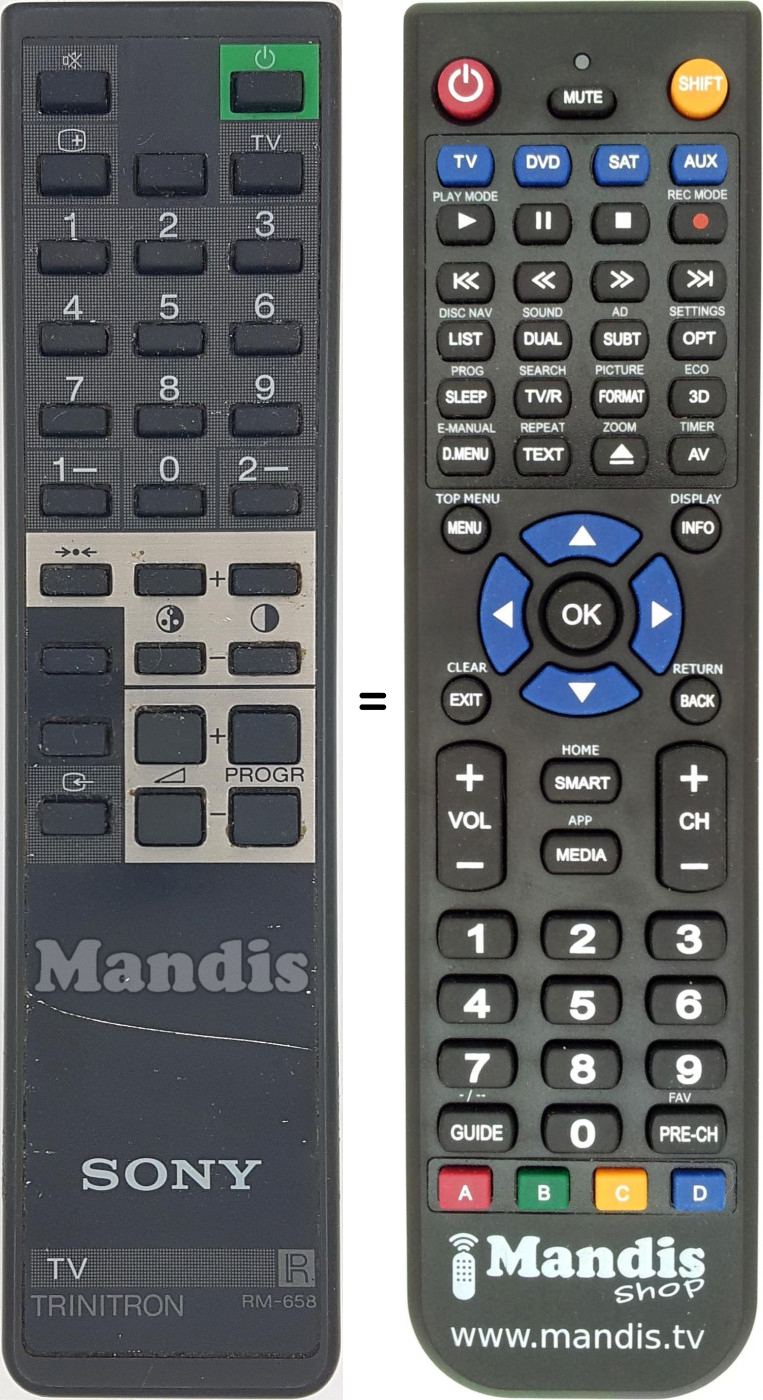 Télécommande équivalente Sony RM 658