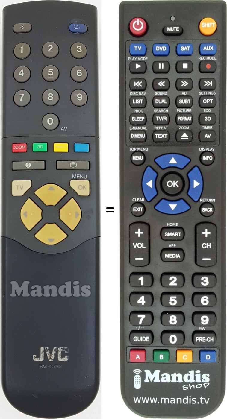 Télécommande équivalente JVC RM-C 793