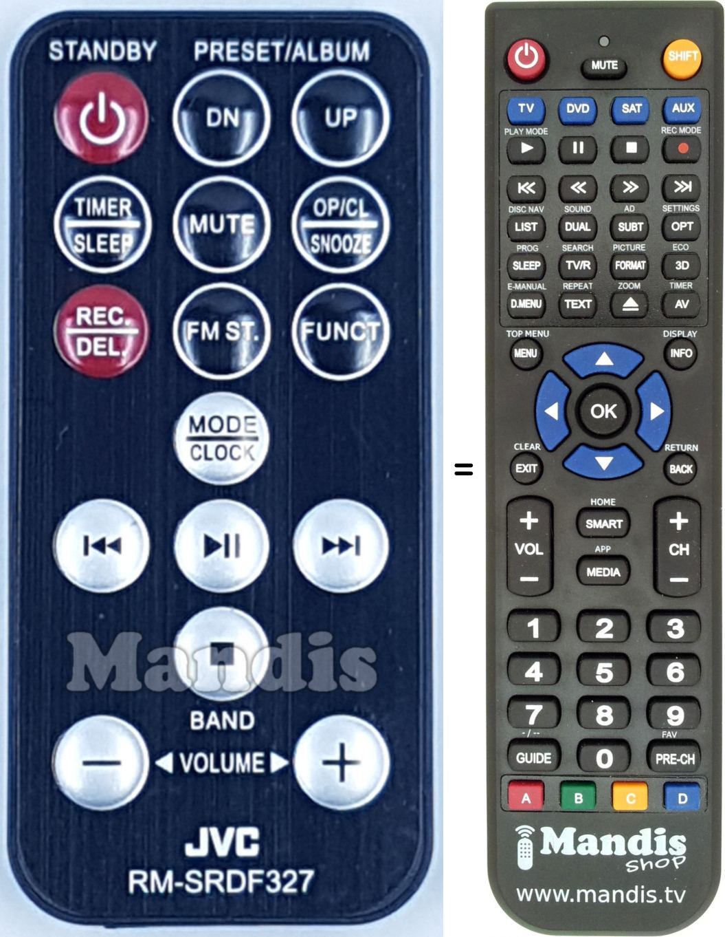 Télécommande équivalente JVC RM-SRDF327