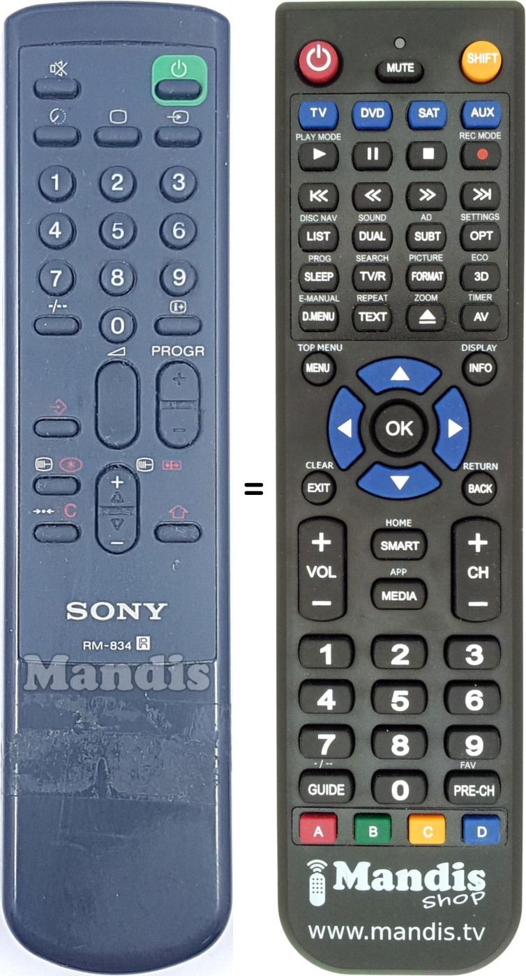 Télécommande équivalente RM 834