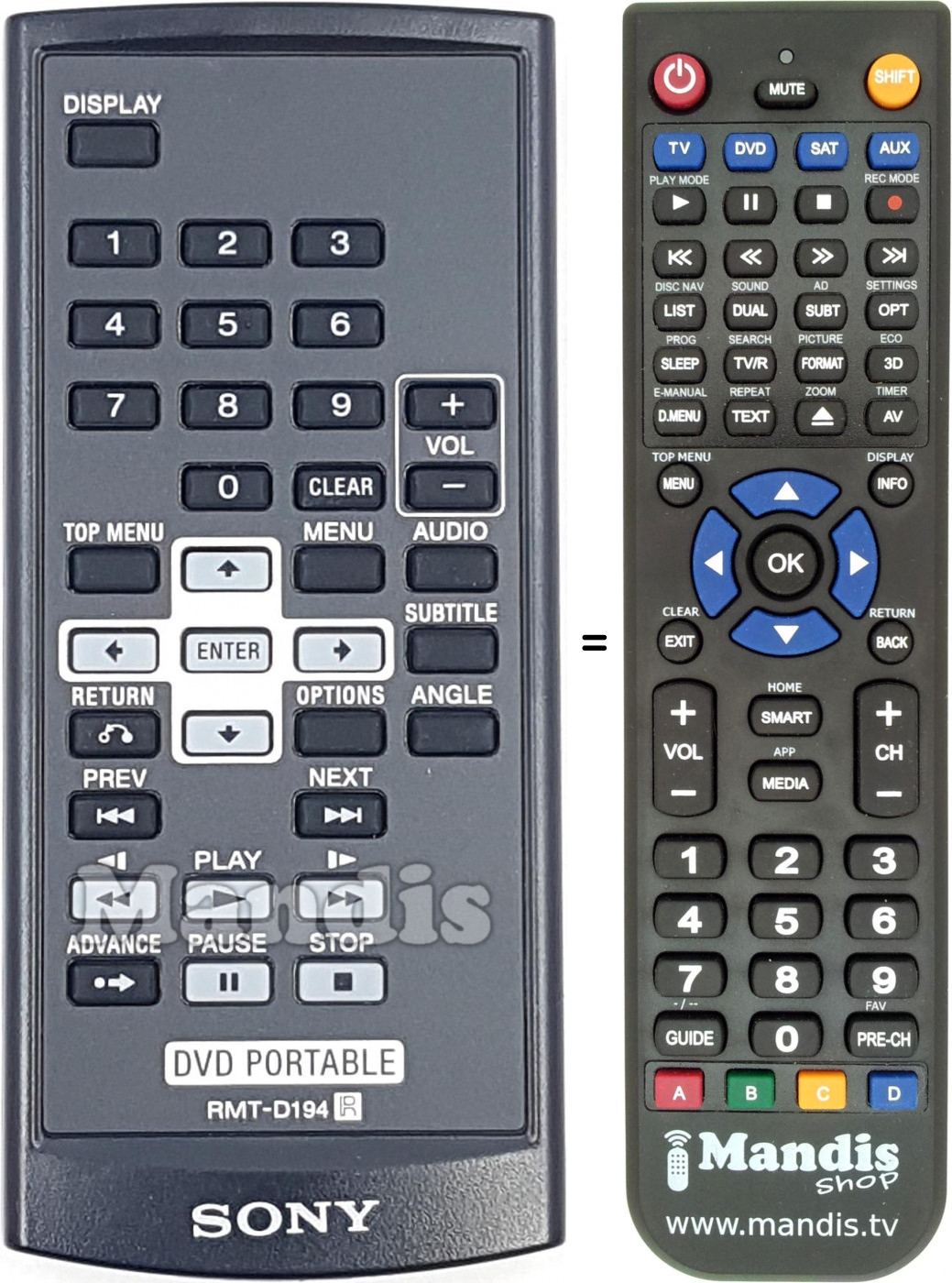 Télécommande équivalente RMT-D194