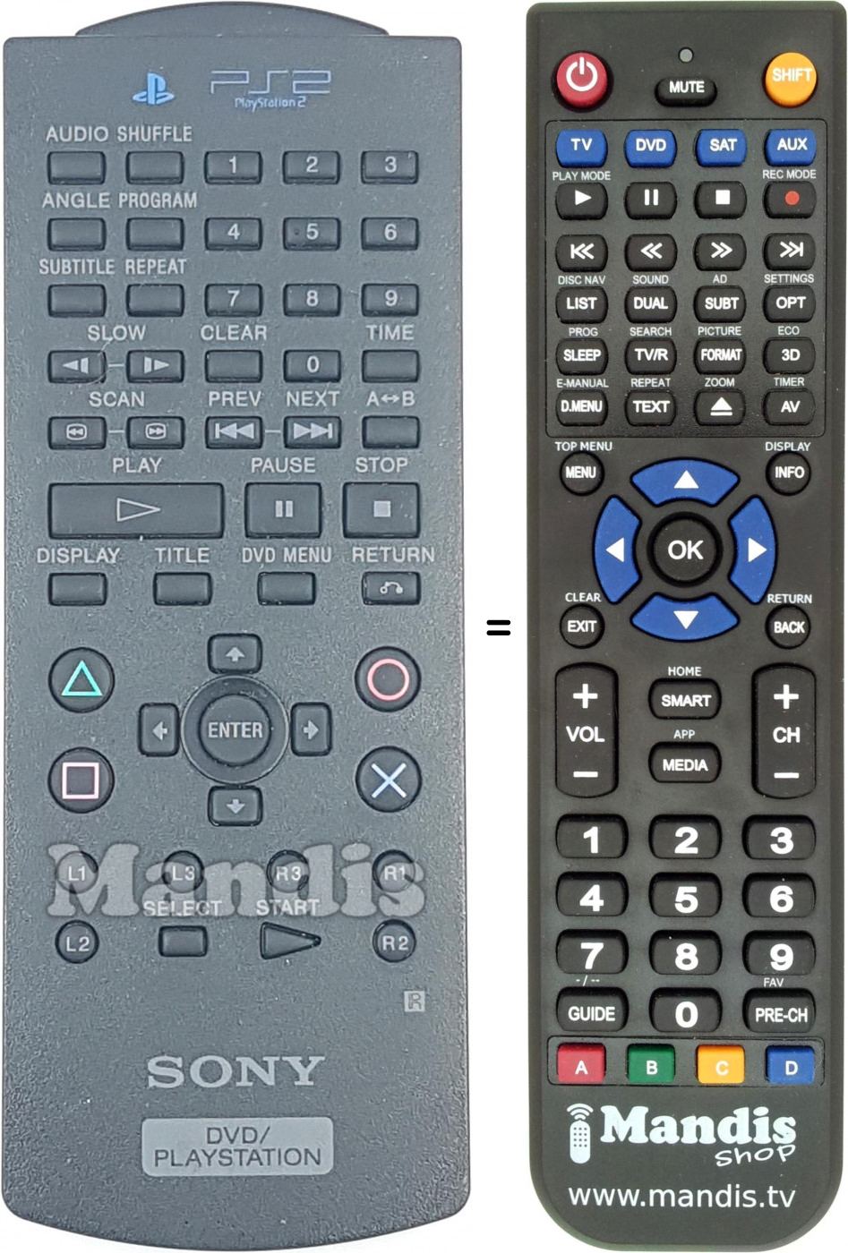 Télécommande équivalente Sony SCPH-10150