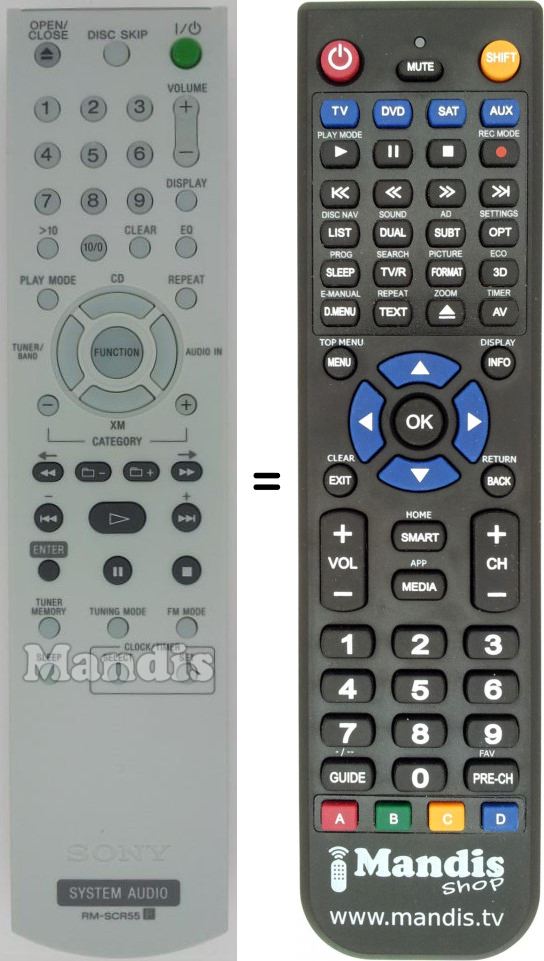 Télécommande équivalente RM-SCR55