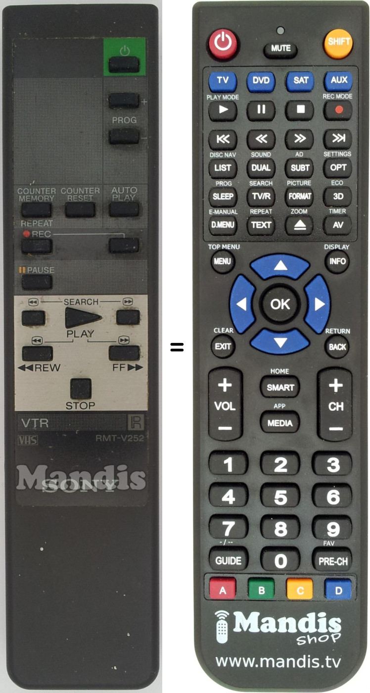 Télécommande équivalente RMT-V252