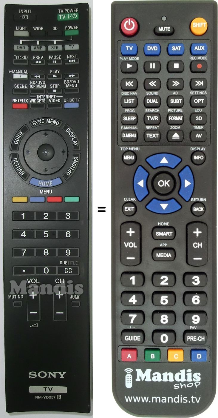 Télécommande équivalente RMYD057