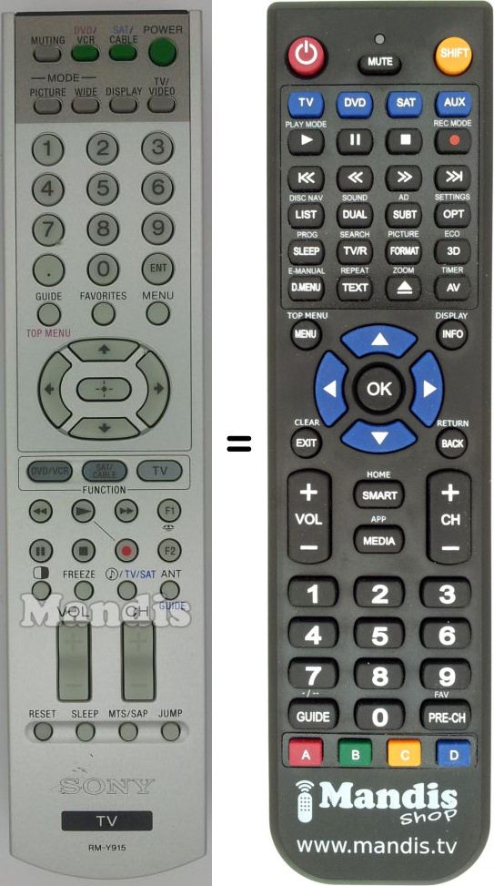 Télécommande équivalente RM-Y915