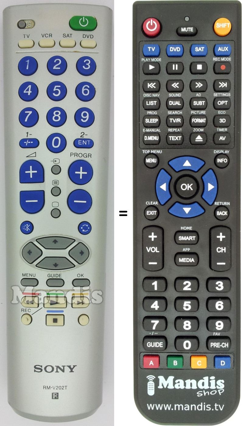 Télécommande équivalente RM-V202T