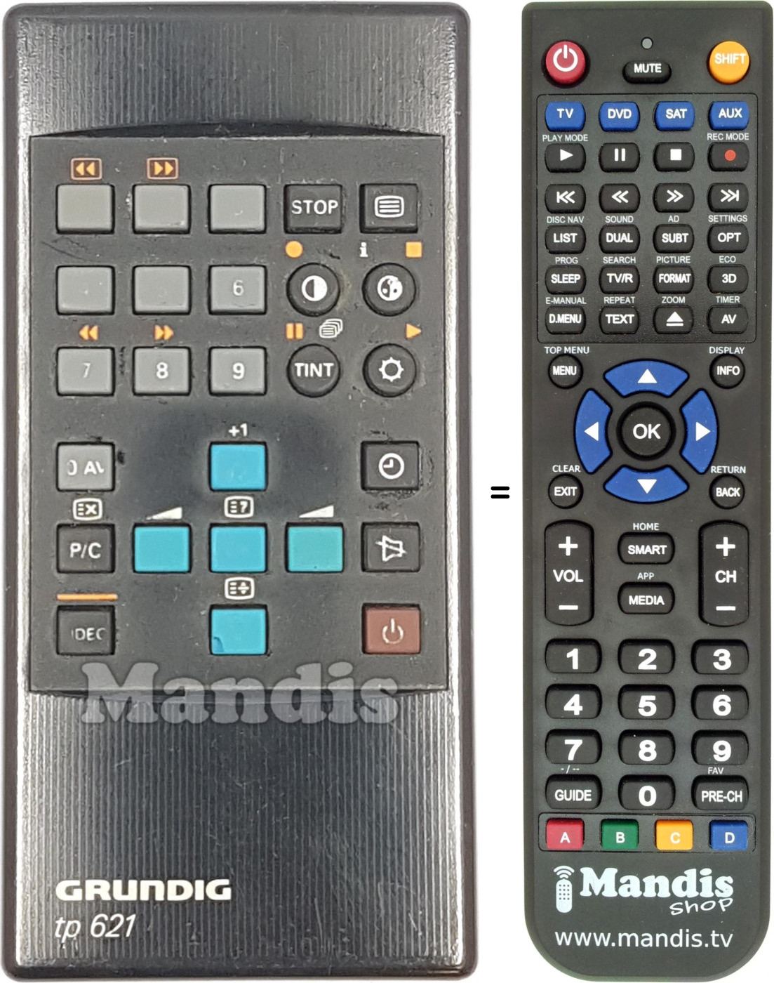 Télécommande équivalente Grundig TP 621