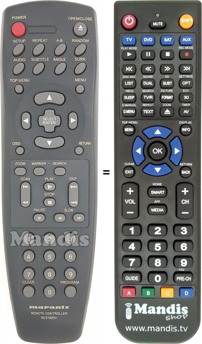 Télécommande équivalente RC3100DV