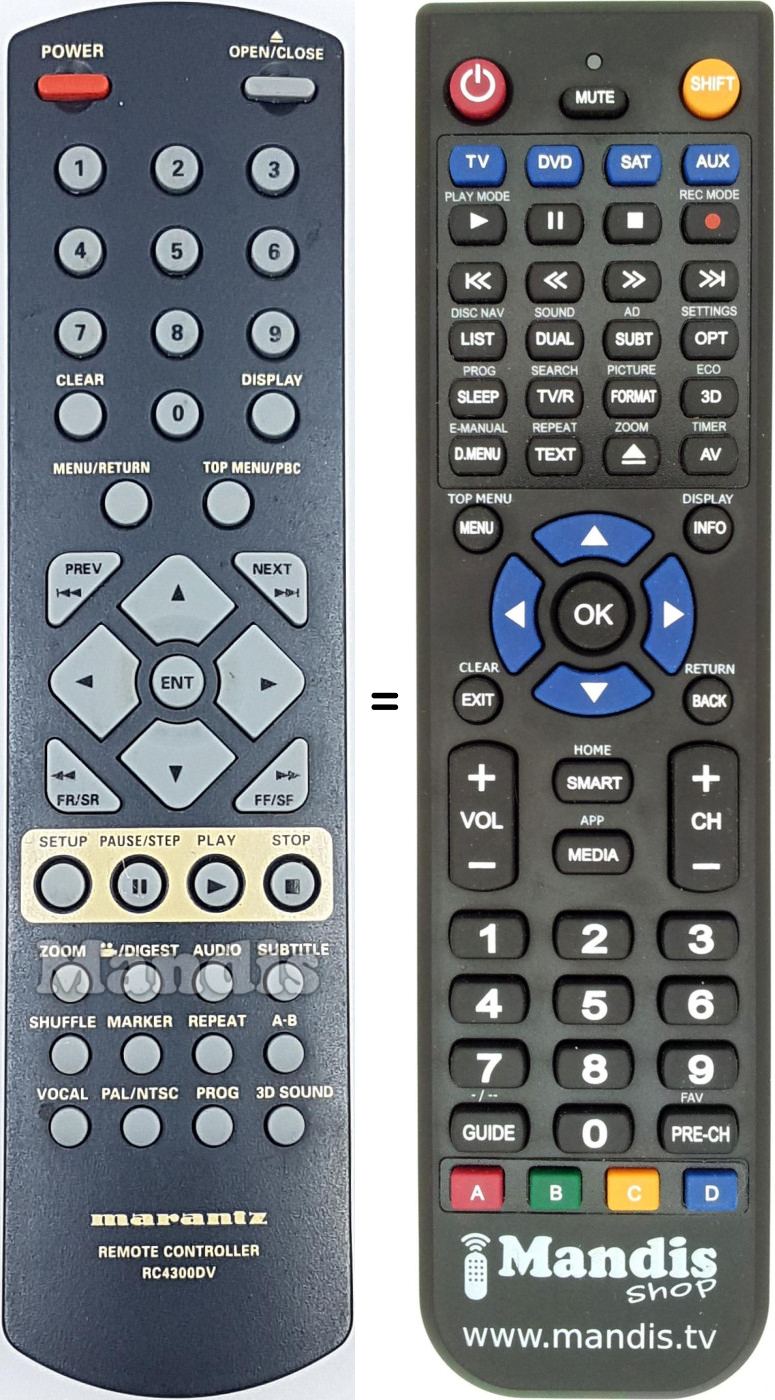 Télécommande équivalente 00MZK21AW0010
